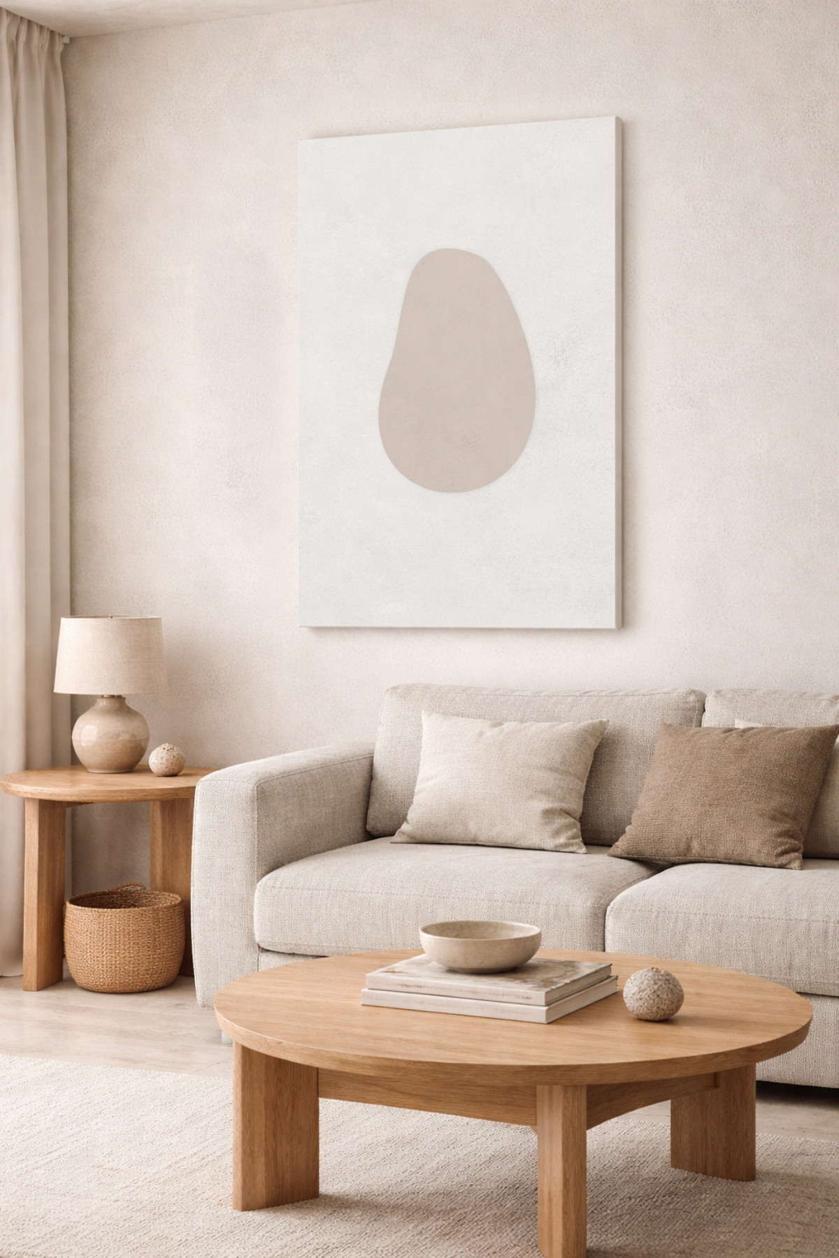 Quiet Form 01 vertical canvas wall art – large statement canvas in minimalist room