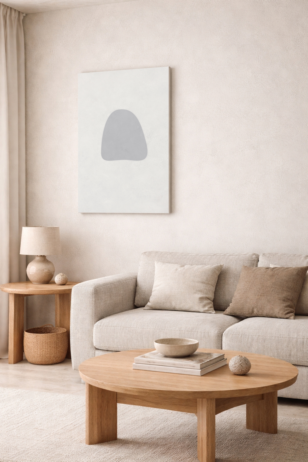 Quiet Form 02 neutral abstract wall art – medium canvas in calm interior