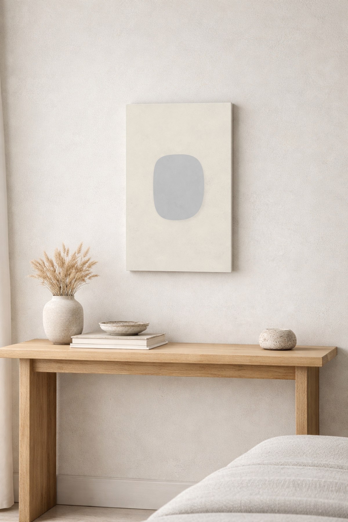Quiet Form 04 neutral abstract canvas – small vertical size mockup