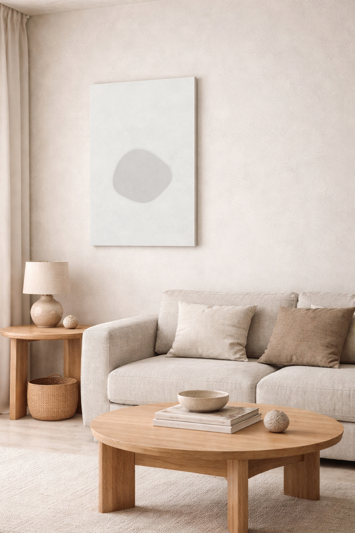 Quiet Form 06 minimalist wall art – medium canvas in neutral space